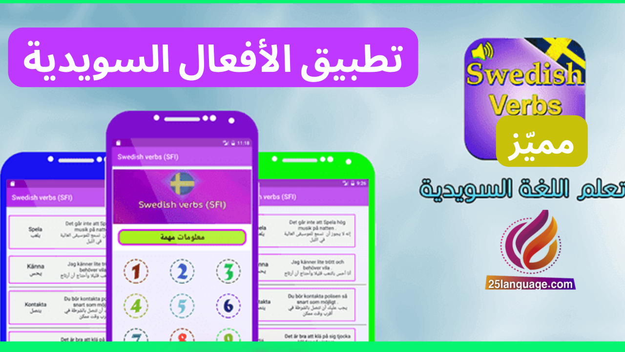تطبيق أفعال اللغة السويدية Learn Swedish Verbs